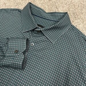 Bugatchi Button Down OoohCotton Tech XXL Teal Geometric 8 Way Stretch AF8120L39